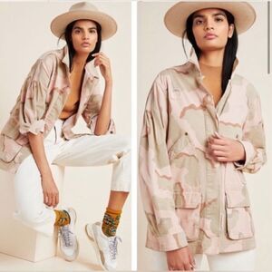 ANTHROPOLOGIE Lida Pink Camo Utility Jacket - Small